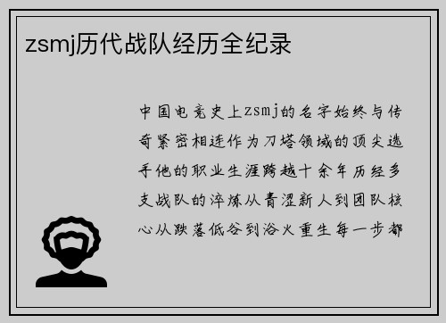zsmj历代战队经历全纪录