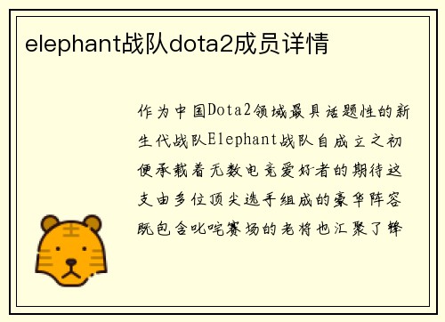 elephant战队dota2成员详情
